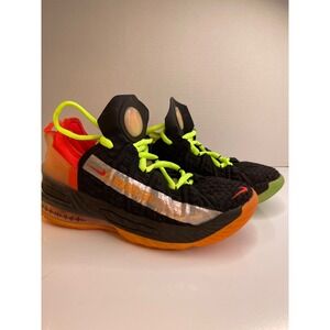 Nike LeBron 18 GS 'Black Crimson Volt'.